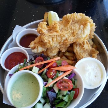 Lalla Grill Oceanside - Fish n' Chips with a side of house salad. (You can substitute the apple slaw with their house salad.) - Seafood Near Me - Monterey, California Lalla Grill Oceanside - Fish n' Chips with a side of house salad. (You can substitute the apple slaw with their house salad.) - Seafood Near Me - Monterey, California