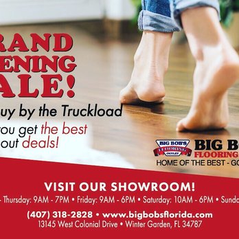 Big Bob's Flooring Outlet - Grand Opening Sale! Come in ask for Chris or Jacob! Outlet prices on all flooring. We beat the big box stores everyday! - Flooring Near Me - Winter Garden, Florida Big Bob's Flooring Outlet - Grand Opening Sale! Come in ask for Chris or Jacob! Outlet prices on all flooring. We beat the big box stores everyday! - Flooring Near Me - Winter Garden, Florida