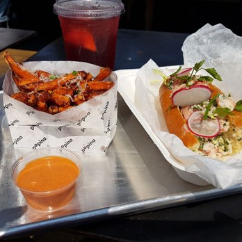 Popina Canteen - Yam fries and lobster roll. - Burgers Near Me - Vancouver, British Columbia Popina Canteen - Yam fries and lobster roll. - Burgers Near Me - Vancouver, British Columbia
