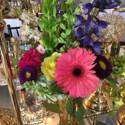 Thrifty Florist - Bright colored centerpiece...