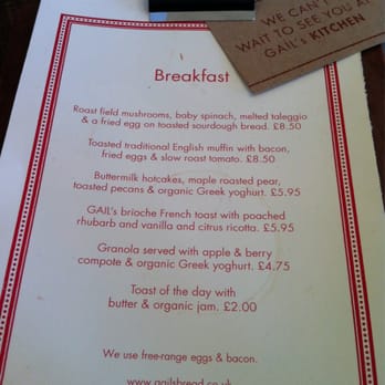 GAIL's Bakery Chiswick - Breakfast menu - Bakeries Near Me - London, XGL GAIL's Bakery Chiswick - Breakfast menu - Bakeries Near Me - London, XGL