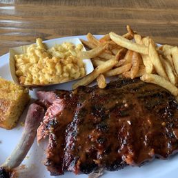 1/2 Rack Ribs, fries,Mac & Cheese, and Corn Bread 1/2 Rack Ribs, fries,Mac & Cheese, and Corn Bread