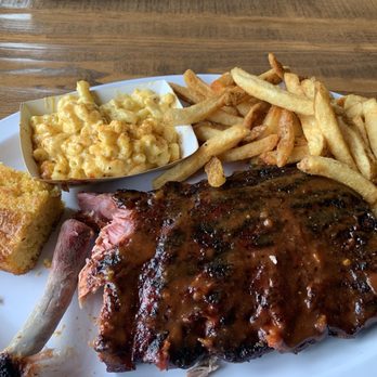 Dinosaur Bar-B-Que - 1/2 Rack Ribs, fries,Mac & Cheese, and Corn Bread - Barbeque Near Me - Hamburg, New York Dinosaur Bar-B-Que - 1/2 Rack Ribs, fries,Mac & Cheese, and Corn Bread - Barbeque Near Me - Hamburg, New York