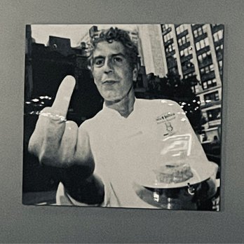 The Bar Next Door - Anthony Bourdain pic hanging on the wall. Pretty cool - Burgers Near Me - Windsor, Wisconsin