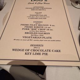 Private room menu