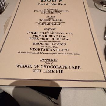 Bob's Steak & Chop House - Oklahoma City - Private room menu - Steakhouses Near Me - Oklahoma City, Oklahoma