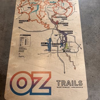 Pedaler's Pub - A table with map of bike trails in the area - Pizza Near Me - Bentonville, Arkansas Pedaler's Pub - A table with map of bike trails in the area - Pizza Near Me - Bentonville, Arkansas