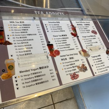 Tea Addicts - Menu/Counter - Bubble Tea Near Me - Seattle, Washington