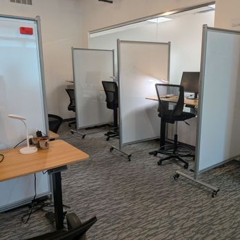 Tech North Atlanta - The hot desks you can just pop in to get some work done. Great idea- whiteboards as dividers - Shared Office Spaces Near Me - Alpharetta, Georgia Tech North Atlanta - The hot desks you can just pop in to get some work done. Great idea- whiteboards as dividers - Shared Office Spaces Near Me - Alpharetta, Georgia