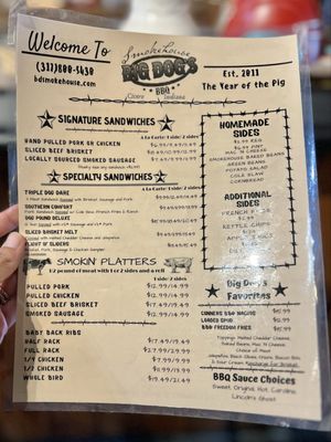 Menu photo 2 Big Dog's Smokehouse BBQ Cicero, IN Menu photo 2 Big Dog's Smokehouse BBQ Cicero, IN