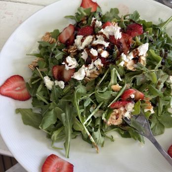 Marina Grille - Spicy shrimp and arugula salad on the patio, great summer lunch! - Seafood Near Me - Belmar, New Jersey