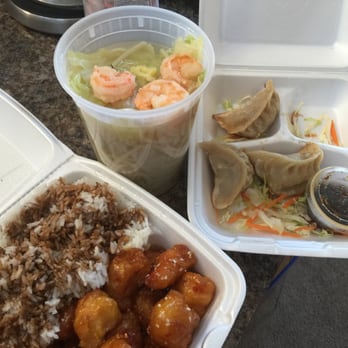 J & K Gourmet - Sesame chicken, soup and pot stickers shown. - Chinese Near Me - Gilbert, Arizona J & K Gourmet - Sesame chicken, soup and pot stickers shown. - Chinese Near Me - Gilbert, Arizona
