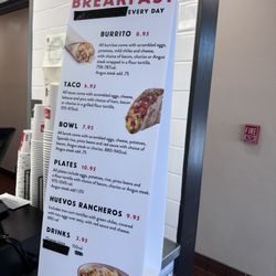 Breakfast menu