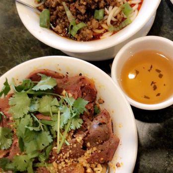 Szechuan First Restaurant - Bottom: Hot Spicy Beef Couple $7.50 - Top: Dan Dan Noodles $6.50 (Yumz!) - Szechuan Near Me - Kent, Washington Szechuan First Restaurant - Bottom: Hot Spicy Beef Couple $7.50 - Top: Dan Dan Noodles $6.50 (Yumz!) - Szechuan Near Me - Kent, Washington