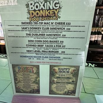Boxing Donkey Irish Pub - Menu - Pubs Near Me - Roseville, California