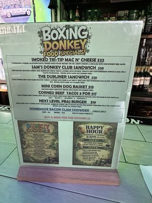 Menu photo 1 Boxing Donkey Irish Pub Roseville, CA