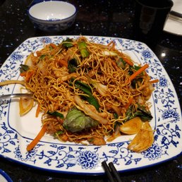 Basil shredded pork fried noodles Basil shredded pork fried noodles