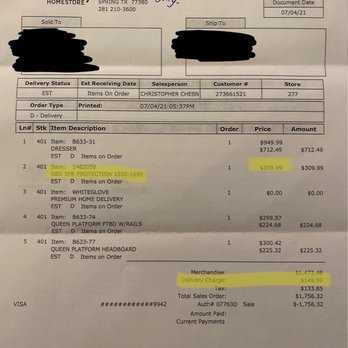 Ashley Store - Inflated furniture protection plan prices on my receipt. - Furniture Stores Near Me - Spring, Texas Ashley Store - Inflated furniture protection plan prices on my receipt. - Furniture Stores Near Me - Spring, Texas