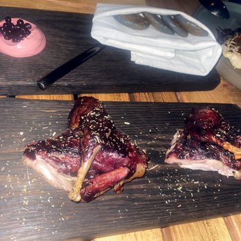 Bear at Stanly Ranch - Wolfe ranch quail with huckleberry bbq and pickled coastal huckleberries, served with Johnny cakes and quail liver mousse - New American Near Me - Napa, California Bear at Stanly Ranch - Wolfe ranch quail with huckleberry bbq and pickled coastal huckleberries, served with Johnny cakes and quail liver mousse - New American Near Me - Napa, California