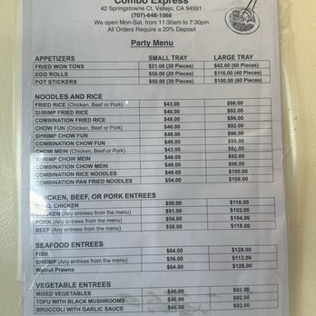 Combo Express - Catering menu - Seafood Near Me - Vallejo, California