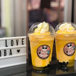 LoCo Boba - Mango slushy with mix popping n tapioca boba