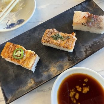 Aburi TORA - Salmon, shrimp, yellow tail Aburi - Japanese Near Me - Austin, Texas