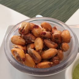Peruvian corn kernels and aji verde - think "chips & dip"!