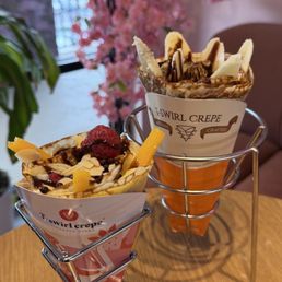 Mini Mango raspberry crepe and a build your own crepe Mini Mango raspberry crepe and a build your own crepe