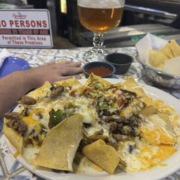 Steak fajita nachos I think. Huge portion. :)