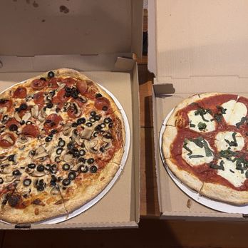 Sourdough Pizzeria - Pepperoni, black olive and mushroom pizza and a margarita pizza. - Arcades Near Me - New Ipswich, New Hampshire Sourdough Pizzeria - Pepperoni, black olive and mushroom pizza and a margarita pizza. - Arcades Near Me - New Ipswich, New Hampshire