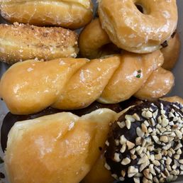 a variety of donuts in a box