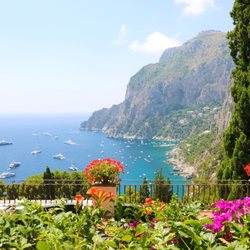 Lutetia Travel - Amazing Capri balcony view on bay, Amalfi Coast, Campania, Italy.