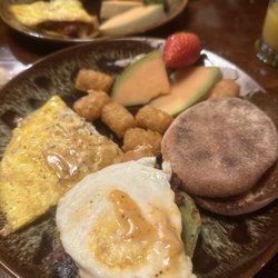 The INN - Breakfast. We split up our omelet and avocado toast to split.