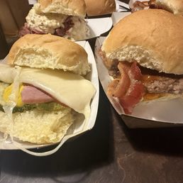 Cuban, and bacon cheeseburger