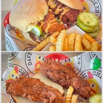 Dave's Hot Chicken - We had two sliders and a 2-piece chicken tenders basket, both with crispy fries. - Chicken Shop Near Me - Medford, Oregon Dave's Hot Chicken - We had two sliders and a 2-piece chicken tenders basket, both with crispy fries. - Chicken Shop Near Me - Medford, Oregon