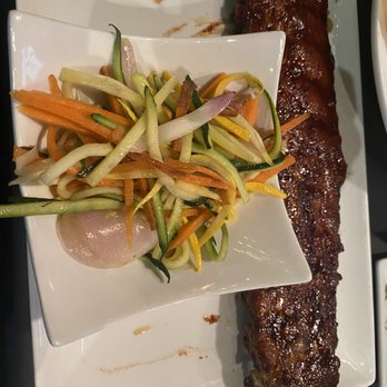 Chillfire Bar & Grill - Baby-back ribs with julienne vegetables. - New American Near Me - Denver, North Carolina