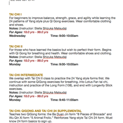 Tai Chi And Qigong Class