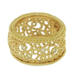 Collectors Coins & Jewelry of Baldwin - Roberto Coin 18k Yellow Gold Diamond Ruby Rope Weave Ring