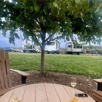 Marceline Vineyards - A view of the Harvest Host campers. - Wine Tasting Room Near Me - Mount Crawford, Virginia