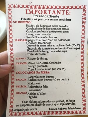 Menu photo 2 Restaurante Madalosso Curitiba, PR