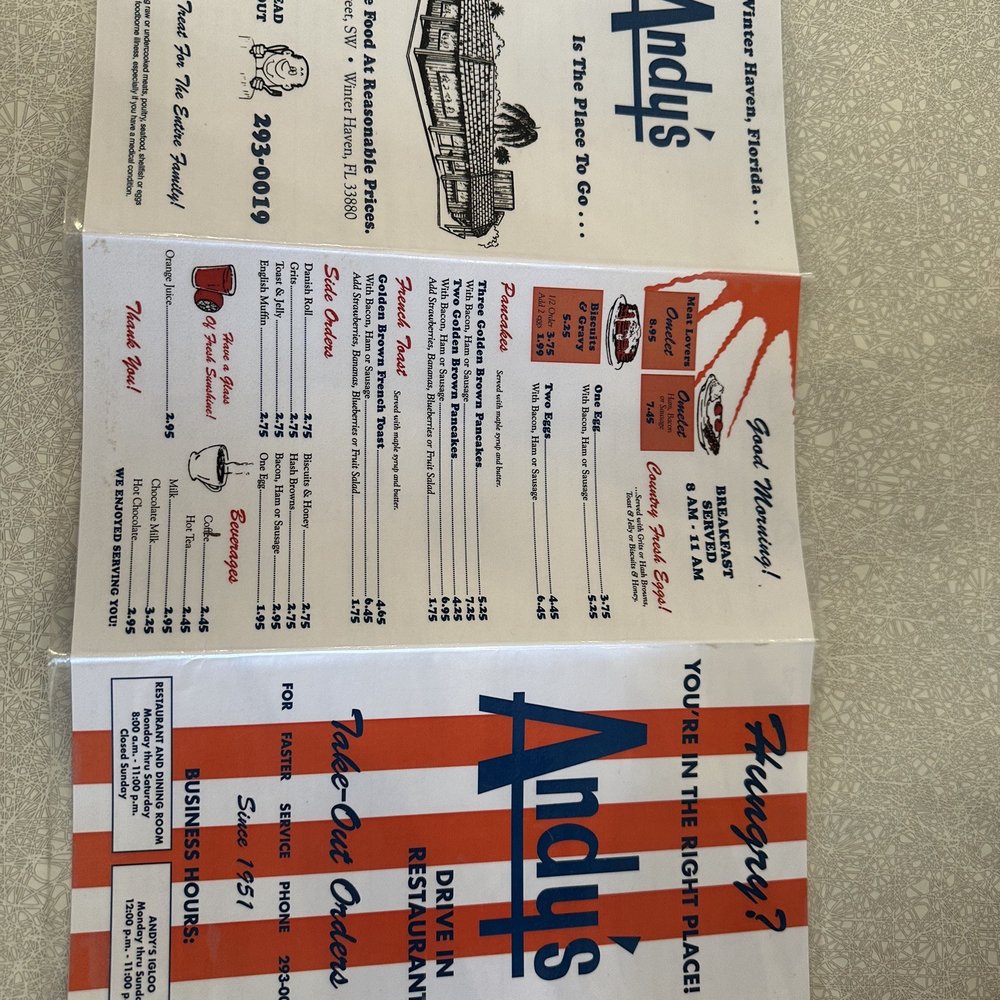 Andy's Igloo - Menu - American Near Me - Winter Haven, Florida Andy's Igloo - Menu - American Near Me - Winter Haven, Florida
