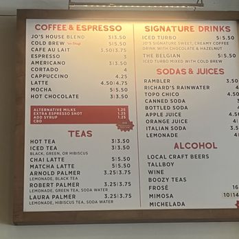 Jo's Coffee Downtown - Menu - Coffee & Tea Near Me - Austin, Texas