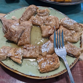 What's Crackin Cafe - 1/2 order of vegan French toast. This pic does not do this delicious French toast justice. All the meat eaters at the table devoured it. - Breakfast & Brunch Near Me - Mesa, Arizona What's Crackin Cafe - 1/2 order of vegan French toast. This pic does not do this delicious French toast justice. All the meat eaters at the table devoured it. - Breakfast & Brunch Near Me - Mesa, Arizona