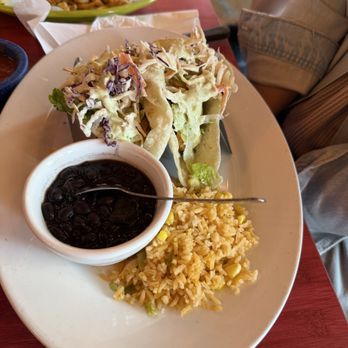 Fajita Jacks - A family members shrimp tacos. Super messy. - Tex-Mex Near Me - Conroe, Texas