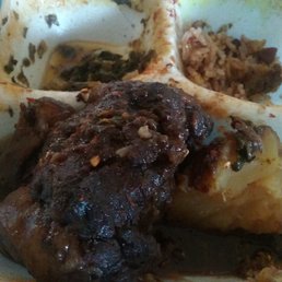 #Oxtails More meat  less potatoes and sauce a little salty, but a solid dish. Nice rice. Greens OK too, but big chunks of firm onion.