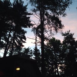 Lincoln State Park - Enjoying the view of the evening sky in cabin #5.