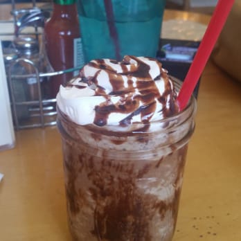 Monkey Business Cafe - Blended ice mocha... comes in a mason jar! :-) - Sandwiches Near Me - Fullerton, California