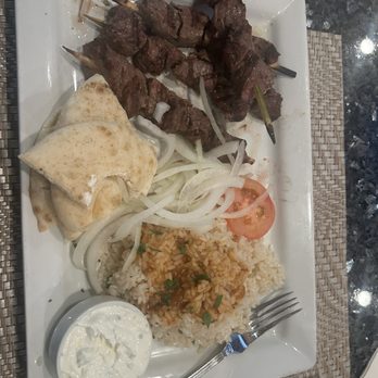 Basils Greek Dining - Petite Lamb Kabob Platter - Greek Near Me - Aurora, Illinois