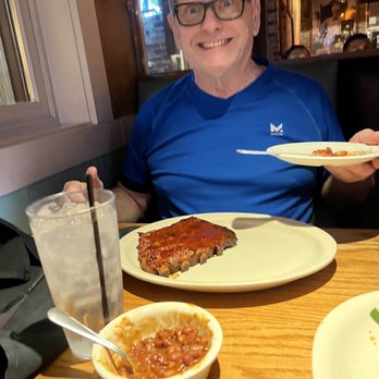 Bobby Q - Art enjoying his ribs & potato & beans - Barbeque Near Me - Phoenix, Arizona