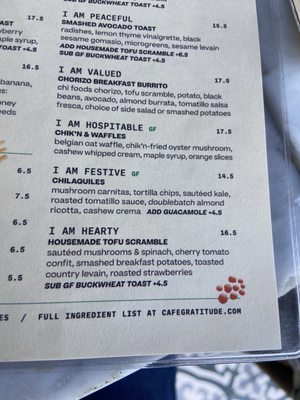 Menu photo 4 Cafe Gratitude Venice, CA